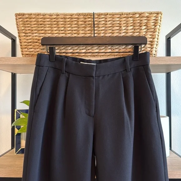 Abercrombie & Fitch Black High-Rise Wide Leg Career Trouser Dress Pants, 27/ 4 - Picture 2 of 9